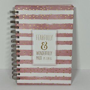 Fearfully & Wonderfully Made Spiral Bound Journal Notebook Striped Pink & Gold